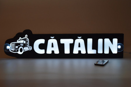 Placa led luminoasa interior in forma de camion 55x13 cm cu nume - Img 2