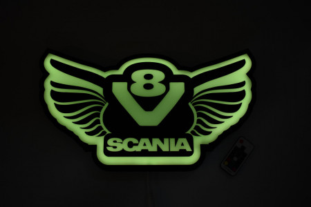 Placa luminoasa led de perete pentru interior camion 50x28 cm Scania V8 - Img 5