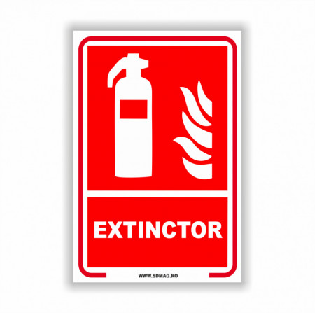 R225 Semn indicator, (extintor), tabla aluminiu, Autocolant sau PVC