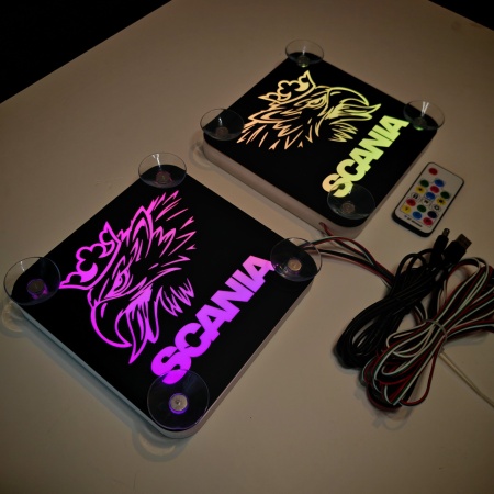 Set Embleme LED Interior SCANIA GRIFON – Modul Curcubeu, 15 Culori, 200 efecte dinamice, USB - Img 4