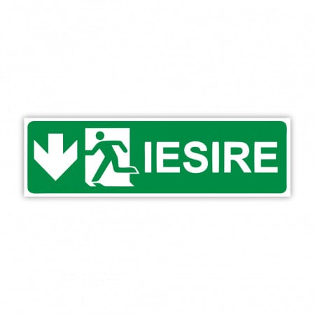 X270 Semn indicator, (iesire sageata jos), Autocolant sau PVC, 30x10 cm
