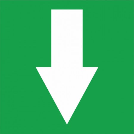 X284 Semn indicator, (sageata jos), Autocolant sau PVC