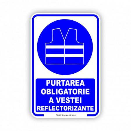 A179 Semn indicator, (purtarea obligatorie a vestei reflectorizante), Tabla Aluminiu, Autocolant sau PVC