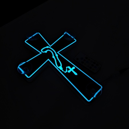 Cruce LED Parbriz, Contur, Lant Sacru și Efect Rainbow – 200+ Moduri Dinamice, 4 Ventuze, Telecomandă wireless - Img 4