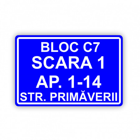 Placa Aluminiu, 20x30 cm personalizata cu bloc, scara, apartamente, strada - Img 2