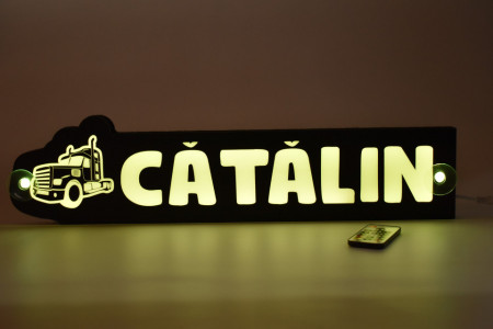 Placa led luminoasa interior in forma de camion 55x13 cm cu nume - Img 3