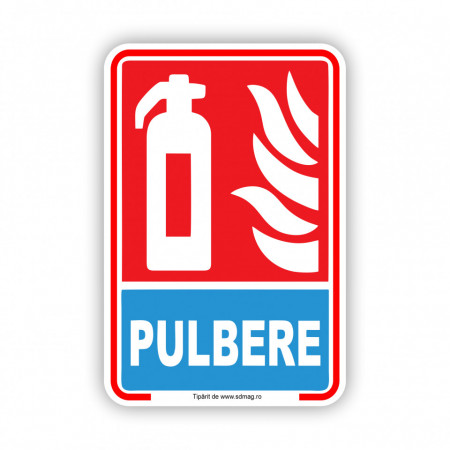 R238 Semn indicator, (stingator cu pulbere), tabla aluminiu, Autocolant sau PVC