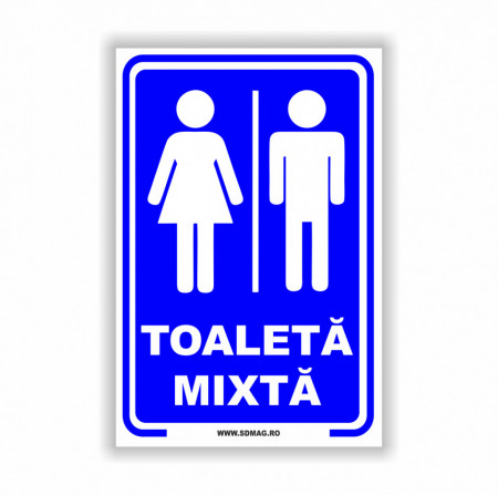 A152 Semn indicator, (toaleta mixta),Tabla Aluminiu, Autocolant sau PVC