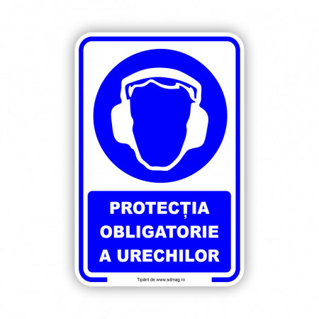 A177 Semn indicator, (protectia obligatorie a urechilor), Tabla Aluminiu, Autocolant sau PVC