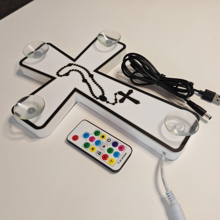 Cruce LED Parbriz, Lant Sacru și Efect Rainbow – 200+ Moduri Dinamice, 4 Ventuze, Telecomandă wireless - Img 7