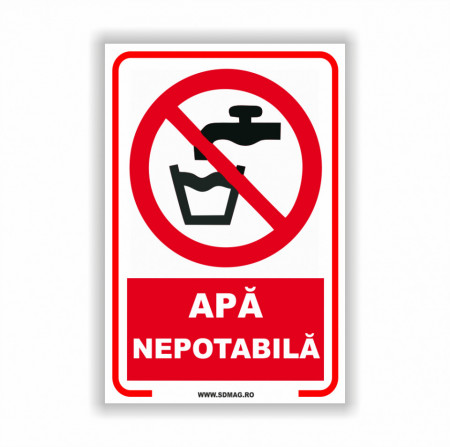 R196 Semn indicator, (apa nepotabila), Tabla aluminiu, Autocolant sau PVC