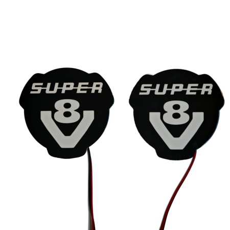 Set 2 Embleme LED Exterior SCANIA V8 SUPER – Iluminare Totală (Față + Contur), Waterproof, Fixare cu Șuruburi, Stabilizator de Tensiune, 12V-24V - Img 2