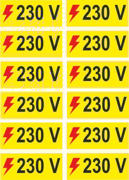 X277 Semn indicator, (Tensiune 230V), 12 buc pe set, Autocolant sau PVC
