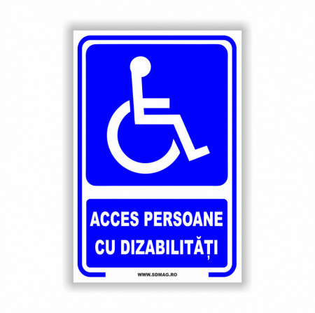 A154 Semn indicator, (acces persoane cu dizabilitati), tabla aluminiu, Autocolant sau PVC