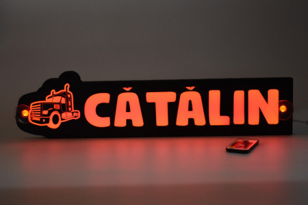 Placa led luminoasa interior in forma de camion 55x13 cm cu nume - Img 5