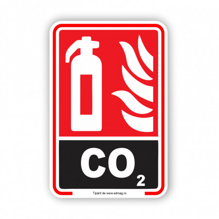 R236 Semn indicator, (stingator Co2), tabla aluminiu, Autocolant sau PVC