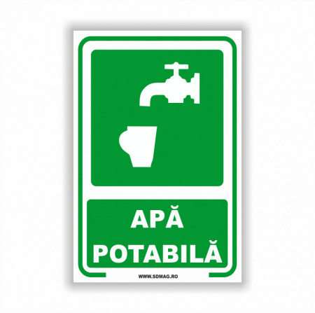 V242 Semn indicator, (apa potabila), Tabla aluminiu, Autocolant sau PVC