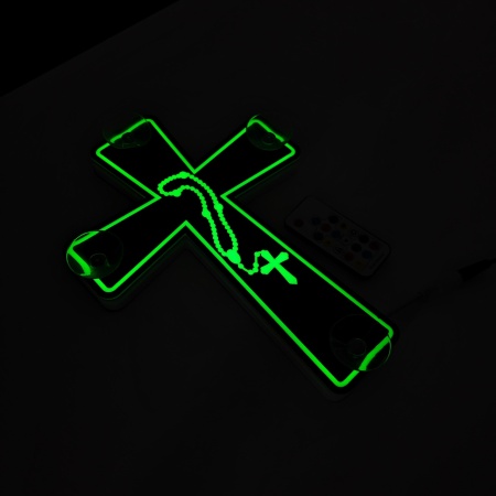Cruce LED Parbriz, Contur, Lant Sacru și Efect Rainbow – 200+ Moduri Dinamice, 4 Ventuze, Telecomandă wireless - Img 5