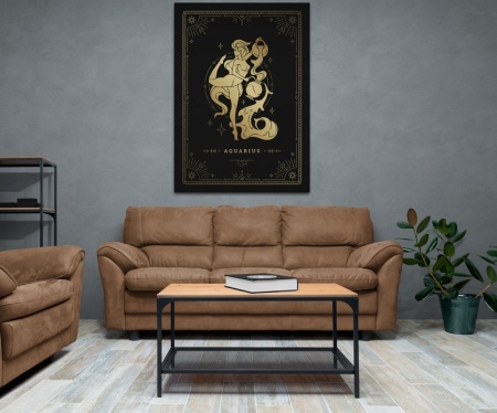 (GOLD0074) Tablou Canvas Black & Gold zodia varsator