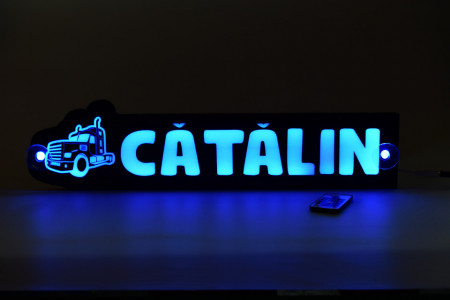 Placa led luminoasa interior in forma de camion 55x13 cm cu nume - Img 6