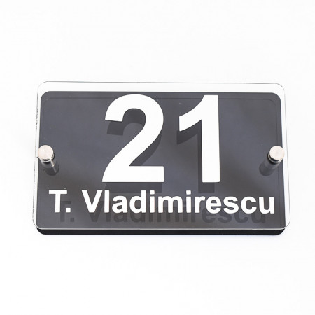 Placa Stradala Nr Casa si Strada, 20x12cm, dreptunghi + Distantiere montaj - Img 2