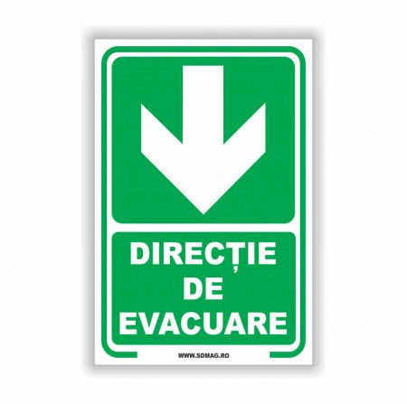 V246 Semn indicator, (directia de evacuare sageata jos),Tabla Aluminiu, Autocolant sau PVC