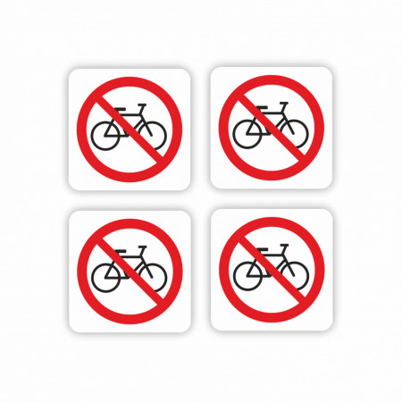 X305 Set 4 Stickere Autocolante 7x7 cm INTERZIS MERSUL CU BICICLETA