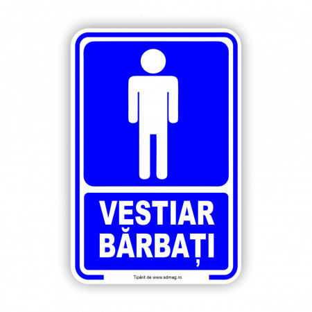 A184 Semn indicator, (vestiar barbati) Tabla aluminiu, Autocolant sau PVC