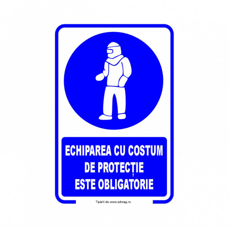 A193 Semn indicator, (ECHIPAREA CU COSTUM DE PROTECTIE ESTE OBLIGATORIE) Tabla aluminiu, Autocolant sau PVC