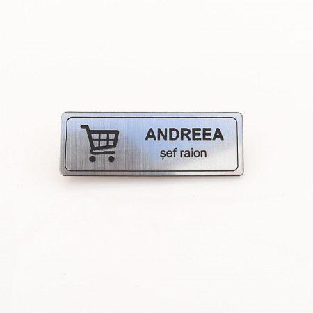 Ecuson Personalizat 2.4x7cm Market cu sistem de prindere