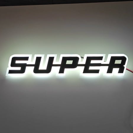 Sigla / Emblema Luminosa SUPER, 40x7 cm, Lumina alba / galbena