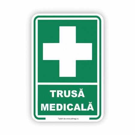 V266 Semn indicator, (TRUSĂ MEDICALĂ) Tabla aluminiu, Autocolant sau PVC