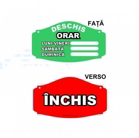 X317 Semn indicator personalizat, (ORAR FUNCTIONARE INCHIS) PVC 25X14 cm