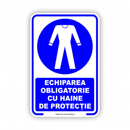 A164 Semn indicator, (echiparea obligatorie cu haine de protectie ), Tabla Aluminiu, Autocolant sau PVC