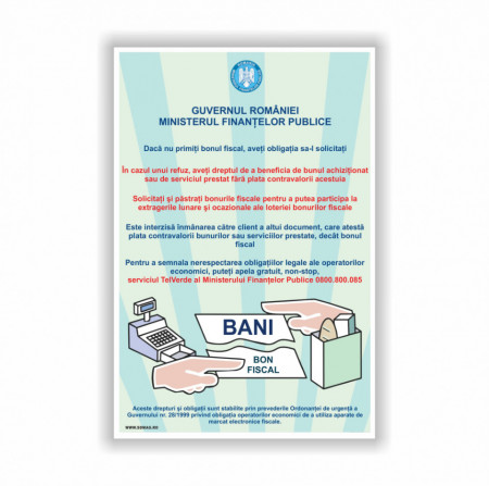 M111 Semn indicator, (solicitati bonul fiscal), tabla aluminiu, Autocolant sau PVC