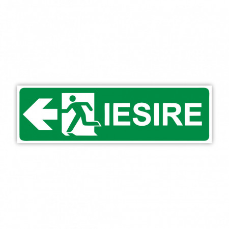 X272 Semn indicator, (iesire sageata stanga), Autocolant sau PVC, 30x10 cm
