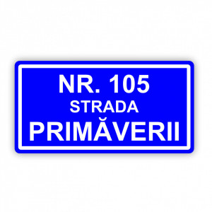 Placa Aluminiu, 35x18 cm personalizata cu numar si numele strazii