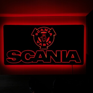 Placă Camion PREMIUM Scania Vabis 80×40 cm din Alcantara – Personalizabilă, Telecomandă Touch, Dimmer și Stabilizator de Tensiune
