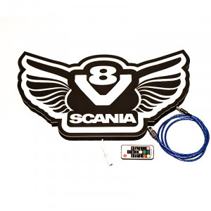 Placa luminoasa led de perete pentru interior camion 50x28 cm Scania V8 - Img 2