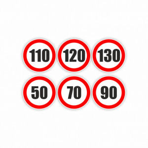 X290 Set 6 autocolante 9x9 cm limita viteza pentru transport public de persoane sau de marfuri