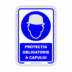 A175 Semn indicator, (protectia obligatorie a capului), Tabla Aluminiu, Autocolant sau PVC
