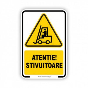 G127 Semn indicator, (atentie stivuitoare), Tabla Aluminiu, Autocolant sau PVC