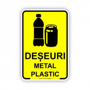 G131 Semn indicator, (deseuri metal plastic ), Tabla Aluminiu, Autocolant sau PVC