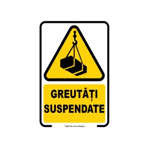 G151 Semn indicator, (GREUTATI SUSPENDATE) Tabla aluminiu, Autocolant sau PVC
