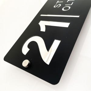 Placa Stradala Nr Casa si Strada, 30x12cm, Text efect Oglinda + Distantiere montaj - Img 3