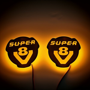 Set 2 Embleme LED Exterior SCANIA V8 SUPER – Iluminare Totală (Față + Contur), Waterproof, Fixare cu Șuruburi, Stabilizator de Tensiune, 12V-24V - Img 4