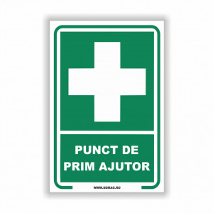 V243 Semn indicator, (punct de prim ajutor ), tabla aluminiu, Autocolant sau PVC