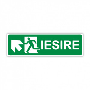 X273 Semn indicator, (iesire sageata stanga sus), Autocolant sau PVC, 30x10 cm