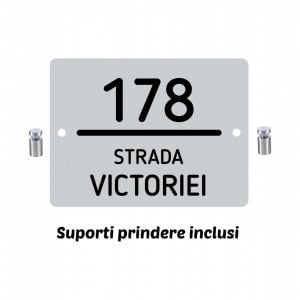 ABS197 Placa ABS Personalizata 20X15 CM + suporti prindere (numar casa+strada)