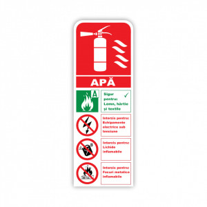 X267 Semn indicator, (indicatii instinctor apa), Autocolant sau PVC, 30x10cm